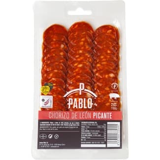 Chorizo de León picante en lonchas sin gluten envase 100 g - Cecinas Pablo