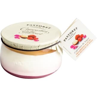 Caprichos yogur natural azucarado con frambuesa y lichi con pétalos de rosa sin gluten envase 150 g - Pastoret