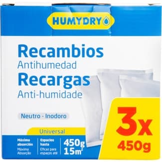 Recambios para aparato antihumedad universal 3 envases 450 g - Humydry