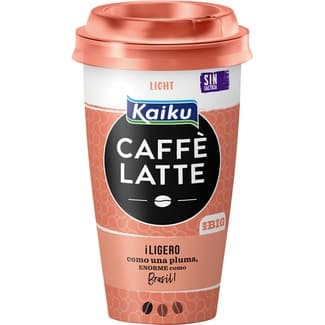 Caffé Latte Mr. Big Light bebida láctea de café arábica suave con leche desnatada fresca vaso 370 ml sin gluten sin lactosa - Kaiku