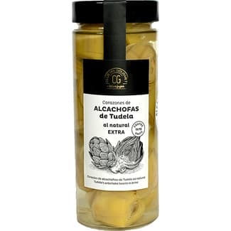 Corazones de alcachofas de Tudela al natural 11-15 frutos frasco 325 g neto escurrido - Club Del Gourmet