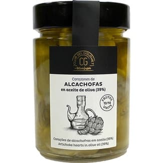 Corazones de alcachofas en aceite de oliva 12-14 frutos frasco 280 g neto escurrido - Club Del Gourmet