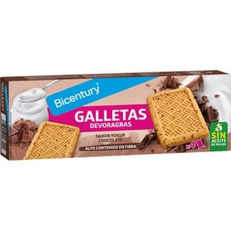 Devoragras galletas sabor yogur y chocolate sin aceite de palma envase 160 g - Bicentury