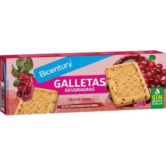 Devoragras galletas sabor frutos rojos sin aceite de palma estuche 160 g - Bicentury
