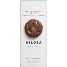 Galletas artesanas doble chocolate y plátano Sin Gluten envase 140 g - Milola