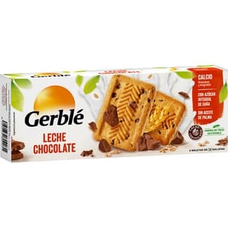 Galletas con leche chocolate, azúcar integral de caña y sin aceite de palma estuche 230 g - Gerble