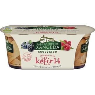 Kéfir 14 suave con frutas del bosque ecológico pack 2 unidades 125 g - Casa Grande De Xanceda