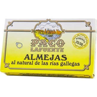 Almejas al natural de las rías gallegas 25-30 piezas lata 65 g neto escurrido - Paco Lafuente