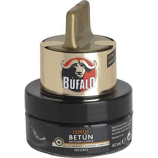 Limpia calzado crema 2 en 1 negro tarro 50 ml con aplicador - Bufalo