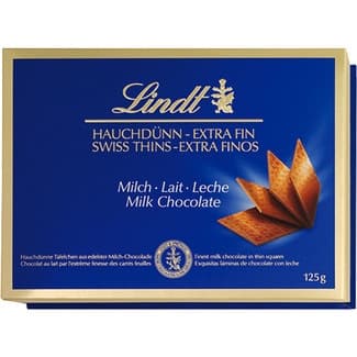 Láminas de chocolate con leche extrafinas estuche 125 g - Lindt Swiss Thins