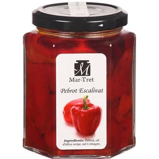 Pimientos asados a la brasa de elaboración artesana frasco 250 g - Mar-tret