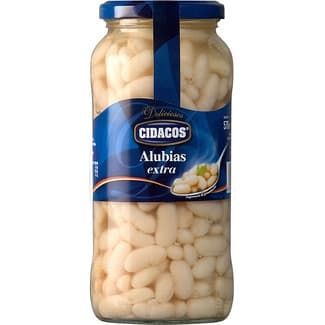 Alubia blanca cocida extra al natural frasco 400 g - Cidacos
