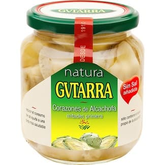 Corazones de alcachofa en mitades sin sal frasco 320 g - Gvtarra