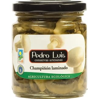 Champiñón laminado ecológico frasco 125 g neto escurrido - Pedro Luis