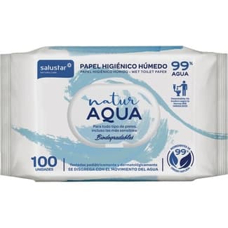 Papel higiénico húmedo Natur Aqua paquete 100 unidades - Salustar