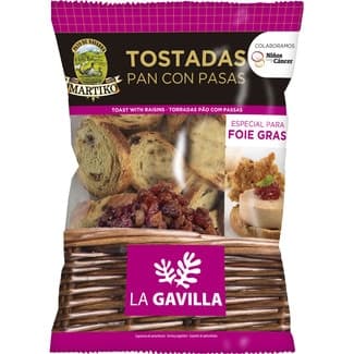 Tostadas de pan con pasas especial para foie gras bolsa 100 g - Martiko La Gavilla