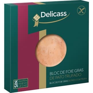 Bloc de foie gras de pato trufado sin gluten envase 40 g - Delicass