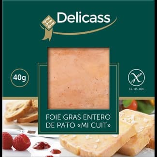 Foie gras entero de pato mi cuit sin gluten envase 40 g - Delicass