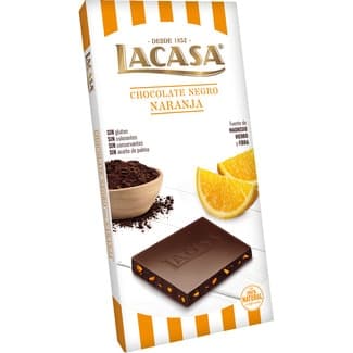 Chocolate negro con naranja sin gluten tableta 100 g - Lacasa