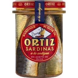 Sardinas a la antigua en aceite de oliva tarro 140 g neto escurrido - Ortiz