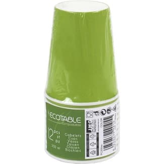 Vasos compostables verdes 20 cl paquete 12 unidades - Ecotable
