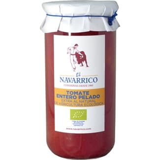 Tomate entero pelado extra al natural ecológico frasco 400 g neto escurrido - El Navarrico