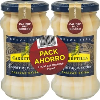 Espárragos blancos cortos muy gruesos pack 2 110 g neto escurrido - Carretilla