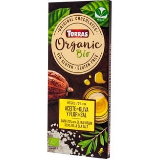 Organic Bio chocolate negro 70% con aceite de oliva y flor de sal ecológico, sin gluten tableta 100 g - Torras
