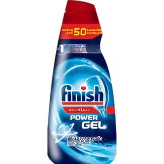 Detergente lavavajillas todo en 1 Max Power Gel brillo y protección botella 50 dosis - Finish