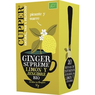 Ginger Supreme Bio infusión de limón y jengibre ecológica envase 20 bolsitas - Cupper