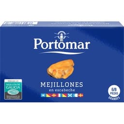 Mejillones en escabeche de las rías gallegas 6-8 piezas lata 68 g neto escurrido - Portomar