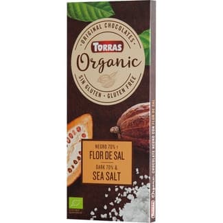 Organic Bio chocolate negro 70% con flor de sal, ecológico y sin gluten tableta 100 g - Torras