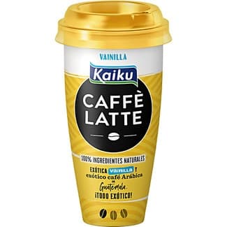 Caffé Latte bebida láctea de café arábica con leche desnatada y vainilla sin gluten vaso 230 ml - Kaiku