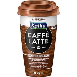 Caffé Latte Mr. Big Cappuccino bebida láctea de café arábica con leche fresca semidesnatada y cacao sin gluten vaso 370 ml - Kaiku