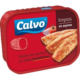 Filetes de sardina en salsa picantona limpios y sin espinas lata 70 g neto escurrido - Calvo