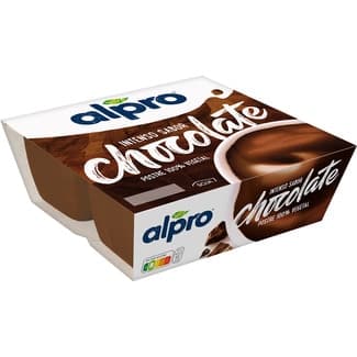 Postre vegetal de soja sabor chocolate negro sin gluten sin lactosa pack 4 unidades 125 g - Alpro