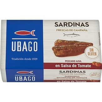 Sardinas en salsa de tomate sin gluten lata 80 g neto escurrido - Ubago