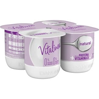Yogur natural desnatado 0% m.g. 0% azúcares añadidos pack 4 unidades 120 g - Danone Vitalinea