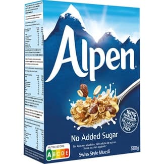 Muesli sin azúcar añadido y sin aceite de palma paquete 560 g - Alpen