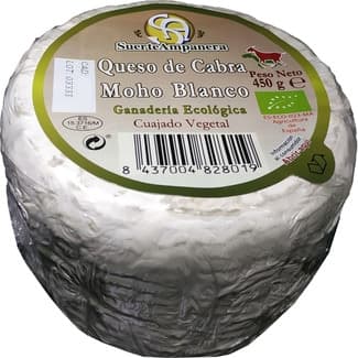 Queso de cabra moho blanco ecológico pieza 450 g - Suerte Ampanera