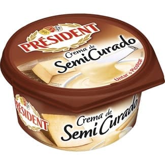 Crema francesa de queso semicurado para untar o picotear tarrina 125 g - President
