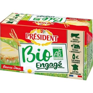 Mantequilla francesa ecológica pastilla 250 g - President