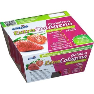 Extra Colágeno gelatina sabor fresa sin azúcar sin gluten sin lactosa pack 4 unidades 100 g - Yelli Frut