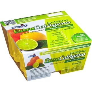 Extra Colágeno gelatina sabor cítricos sin azúcar sin gluten sin lactosa pack 4 unidades 100 g - Yelli Frut