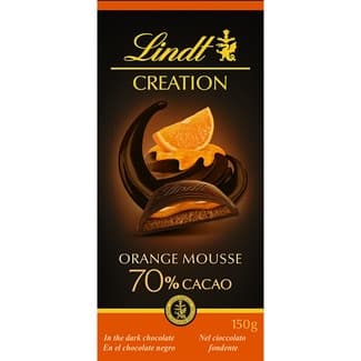 Chocolate negro 70% cacao relleno de mousse de naranja tableta 150 g - Lindt Creation