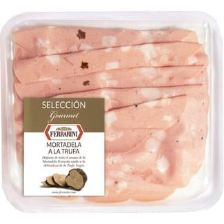 Mortadela italiana a la trufa en lonchas envase 100 g sin gluten sin lactosa - Ferrarini