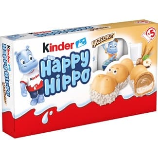 Hippo galletas rellenas de crema de avellanas pack 5 unidades estuche 104 g - Kinder Happy
