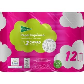 Papel higiénico blanco 2 capas paquete 12 rollos - El Corte Ingles