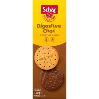 Digestive Choc galletas bañadas en chocolate sin gluten envase 150 g - Schar