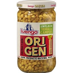 Origen lentejas cocidas IGP Tierra de Campos frasco 400 g neto escurrido - Luengo
